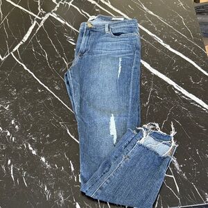 Frame Denim Cropped Distressed Blue Jeans